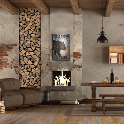 Luxe Metal Art 'Lodge Bear Creek Lodge' by Lightbox Journal, Metal Wall Art,24x36