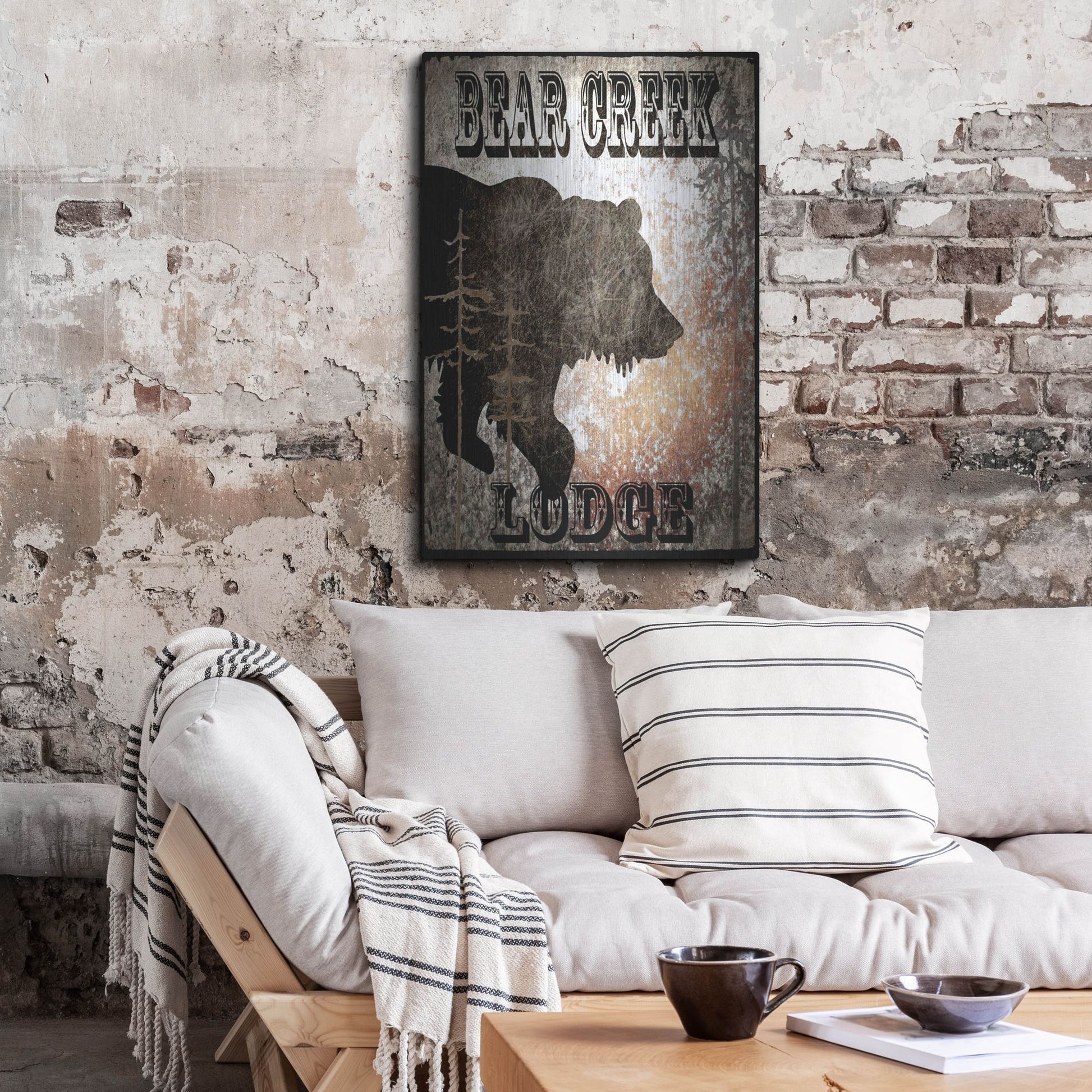 Luxe Metal Art 'Lodge Bear Creek Lodge' by Lightbox Journal, Metal Wall Art,24x36