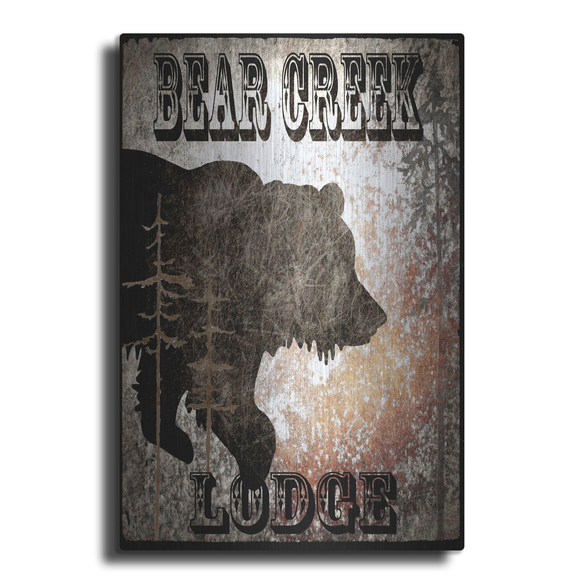 Luxe Metal Art 'Lodge Bear Creek Lodge' by Lightbox Journal, Metal Wall Art