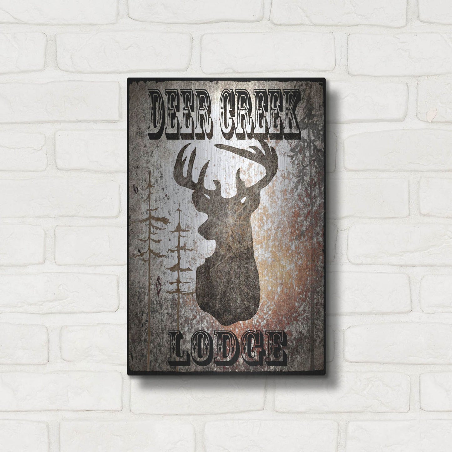 Luxe Metal Art 'Lodge Deer Creek Lodge' by Lightbox Journal, Metal Wall Art,12x16