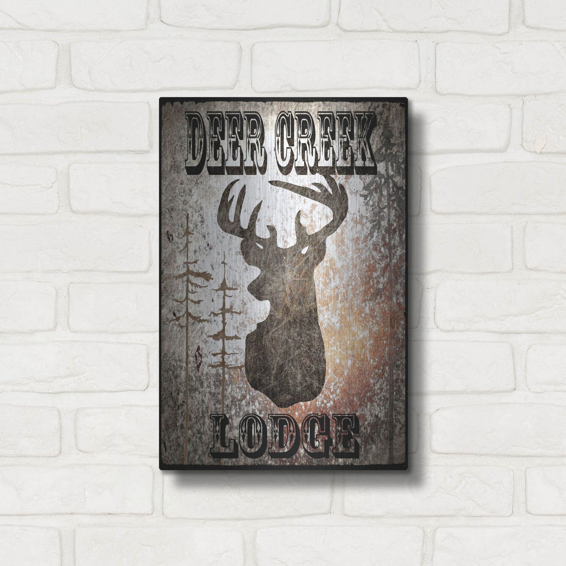 Luxe Metal Art 'Lodge Deer Creek Lodge' by Lightbox Journal, Metal Wall Art,12x16