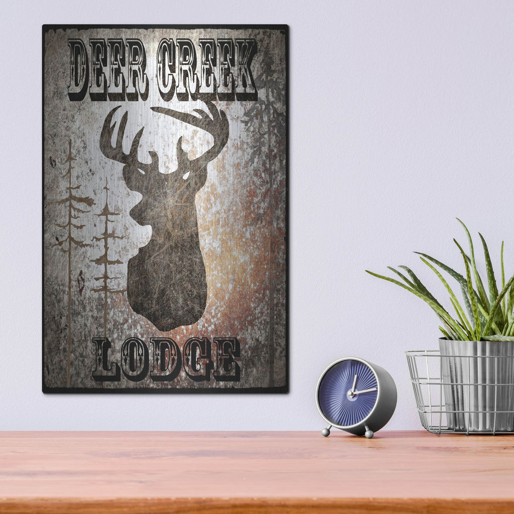 Luxe Metal Art 'Lodge Deer Creek Lodge' by Lightbox Journal, Metal Wall Art,12x16
