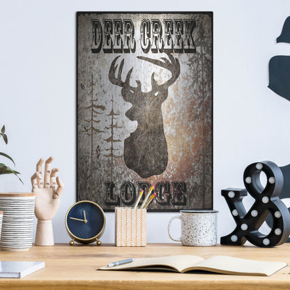 Luxe Metal Art 'Lodge Deer Creek Lodge' by Lightbox Journal, Metal Wall Art,12x16