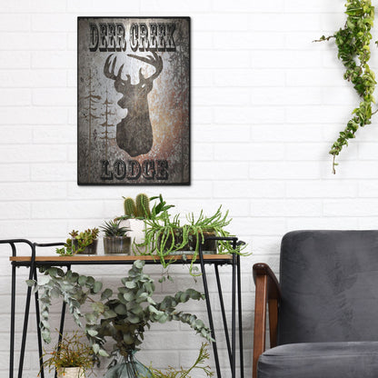 Luxe Metal Art 'Lodge Deer Creek Lodge' by Lightbox Journal, Metal Wall Art,12x16