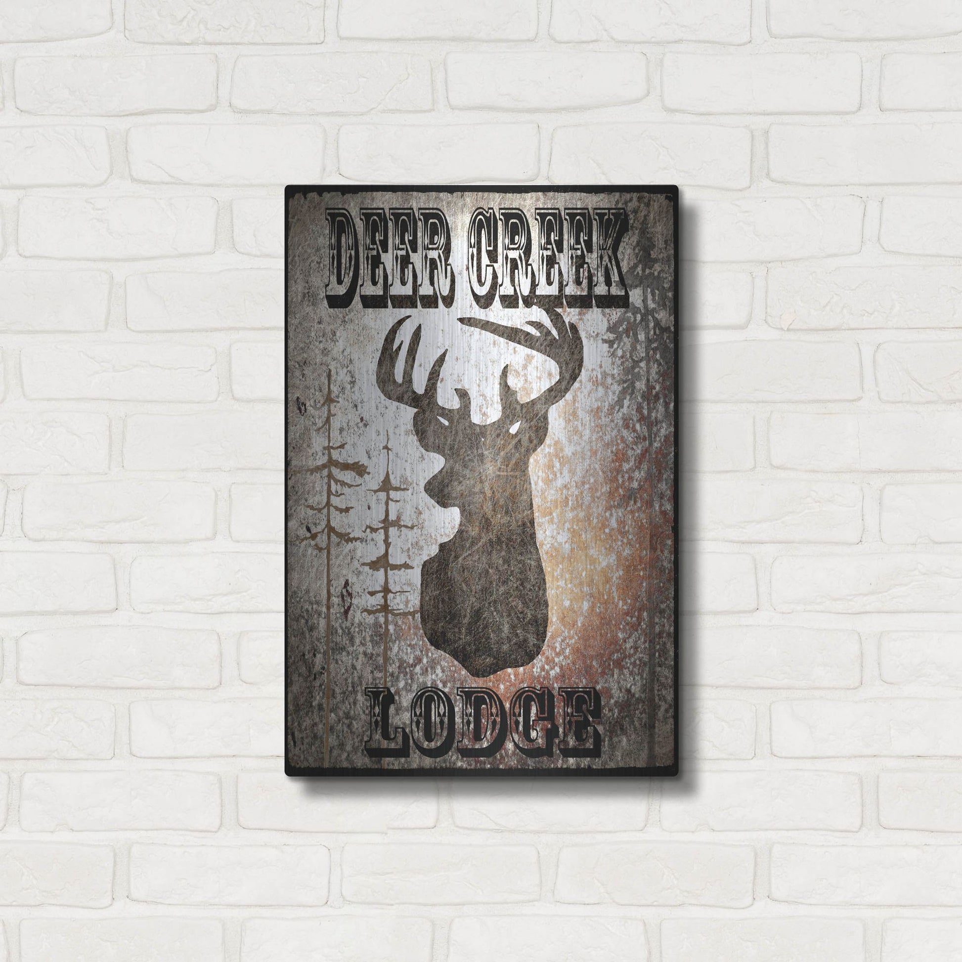 Luxe Metal Art 'Lodge Deer Creek Lodge' by Lightbox Journal, Metal Wall Art,16x24