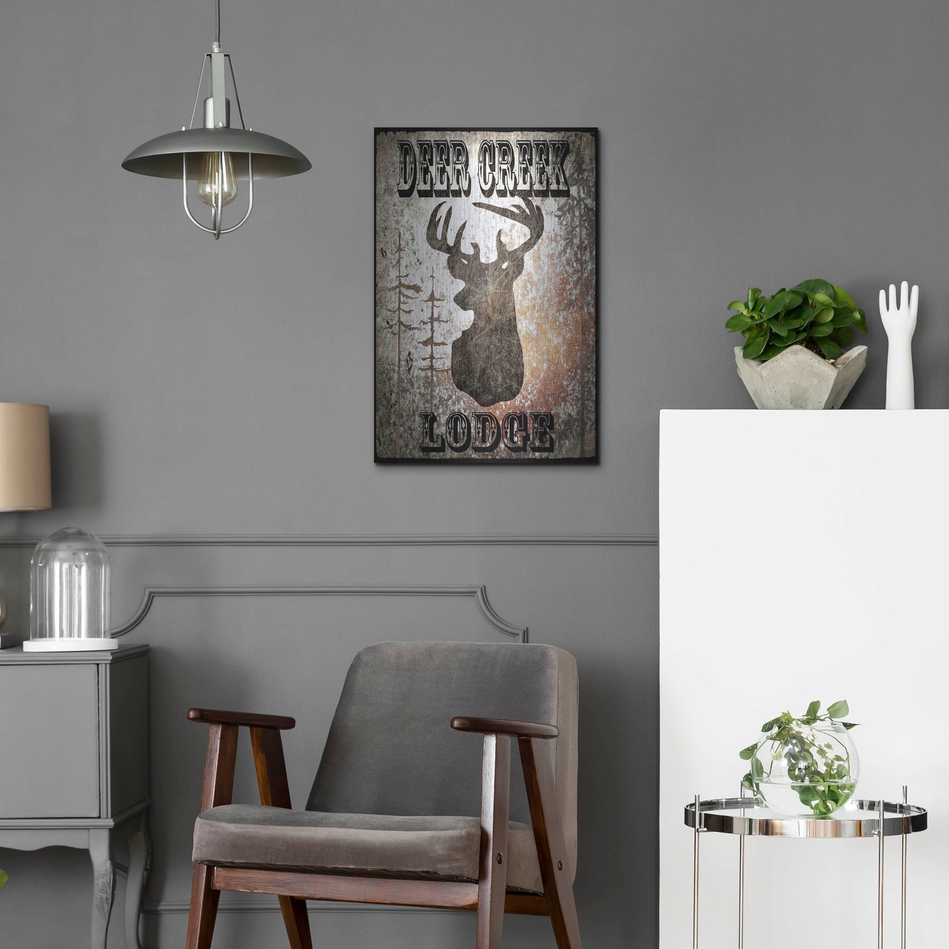 Luxe Metal Art 'Lodge Deer Creek Lodge' by Lightbox Journal, Metal Wall Art,16x24