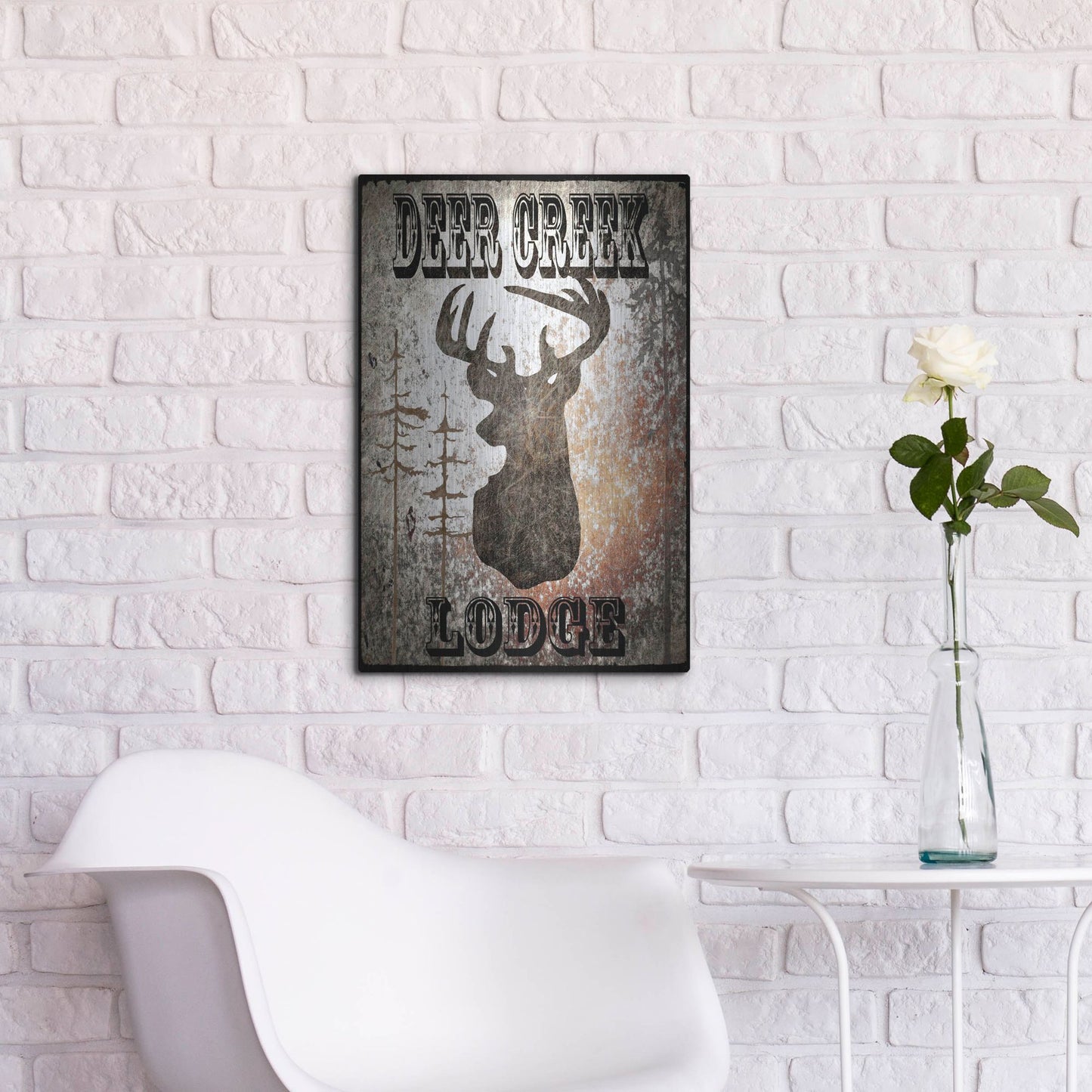 Luxe Metal Art 'Lodge Deer Creek Lodge' by Lightbox Journal, Metal Wall Art,16x24