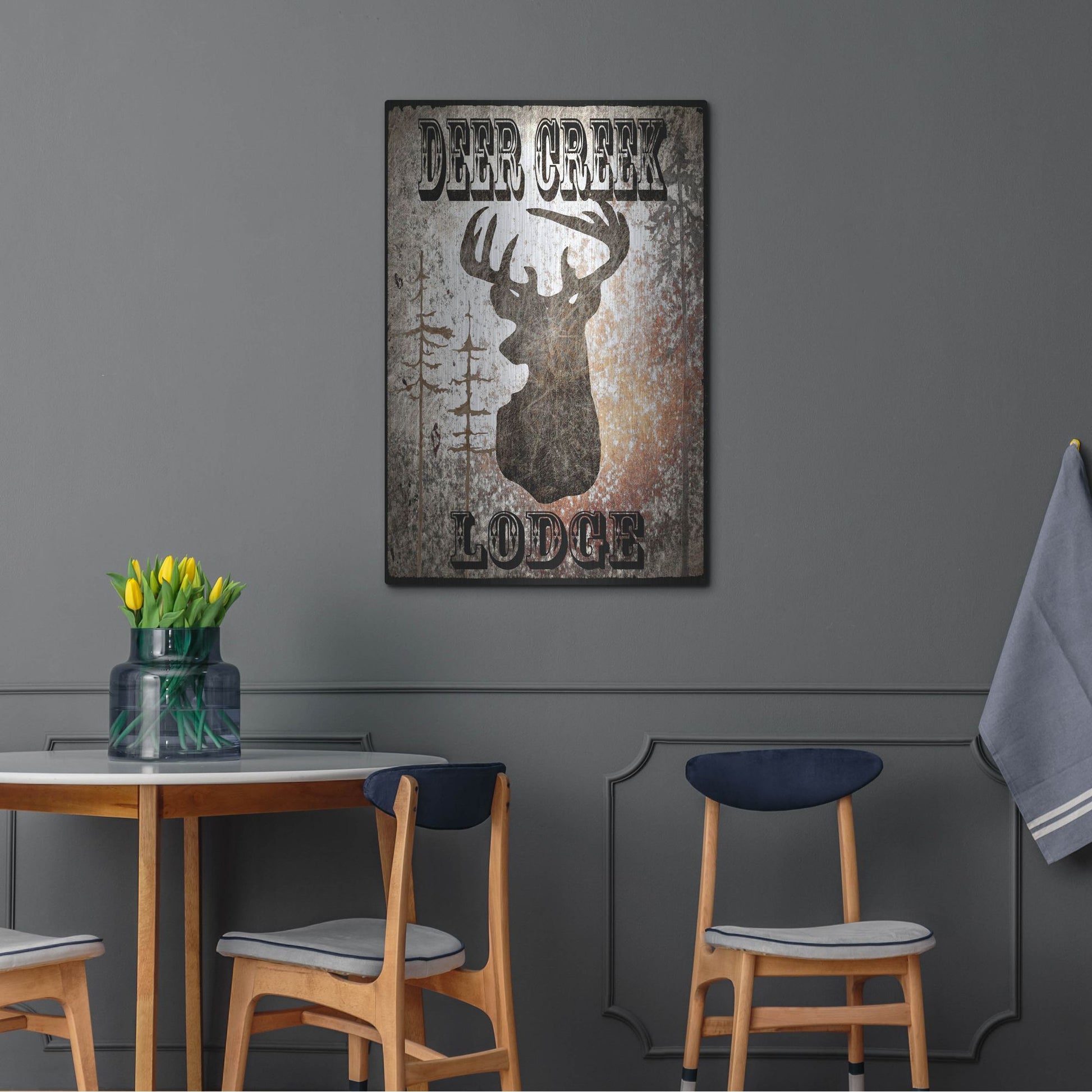 Luxe Metal Art 'Lodge Deer Creek Lodge' by Lightbox Journal, Metal Wall Art,24x36