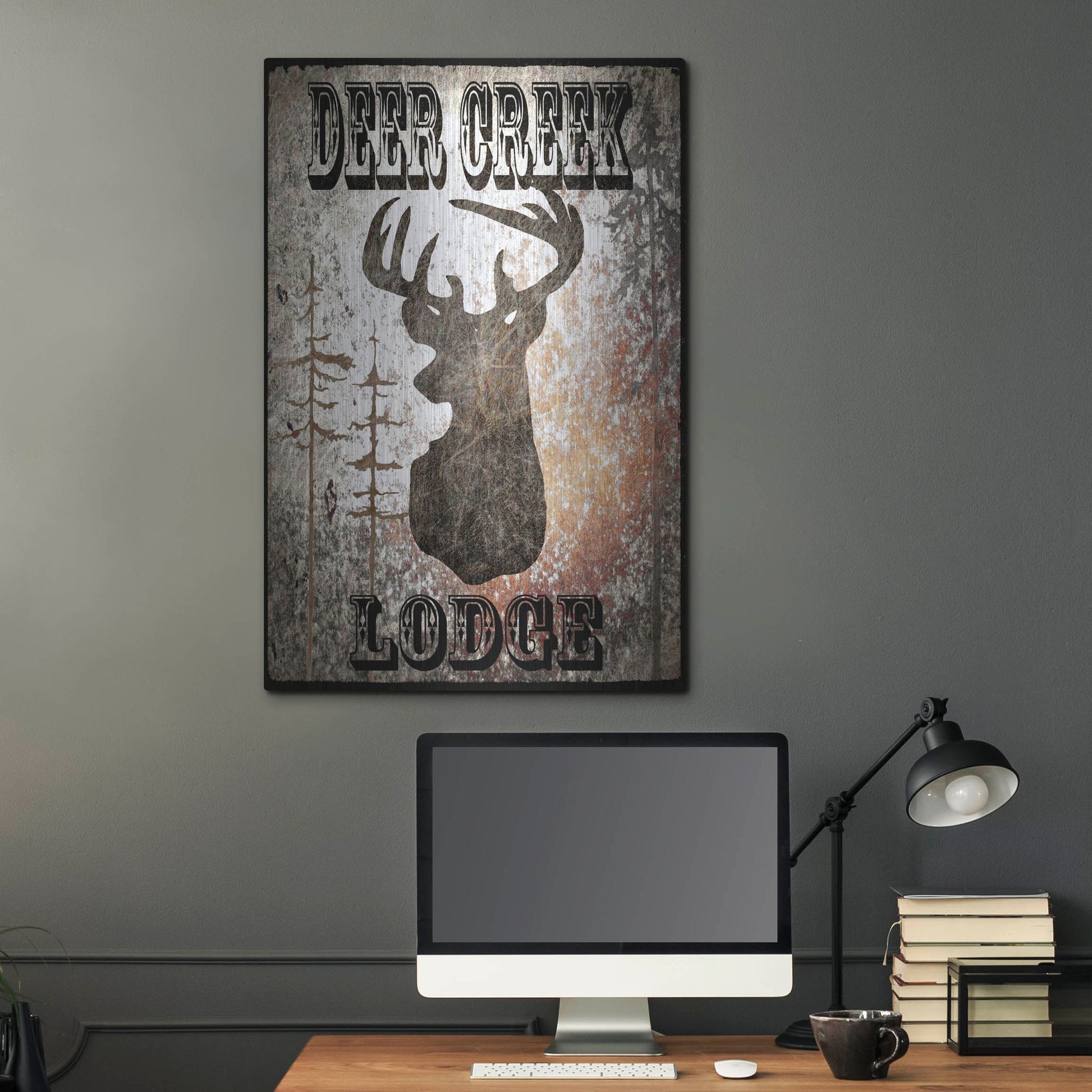 Luxe Metal Art 'Lodge Deer Creek Lodge' by Lightbox Journal, Metal Wall Art,24x36