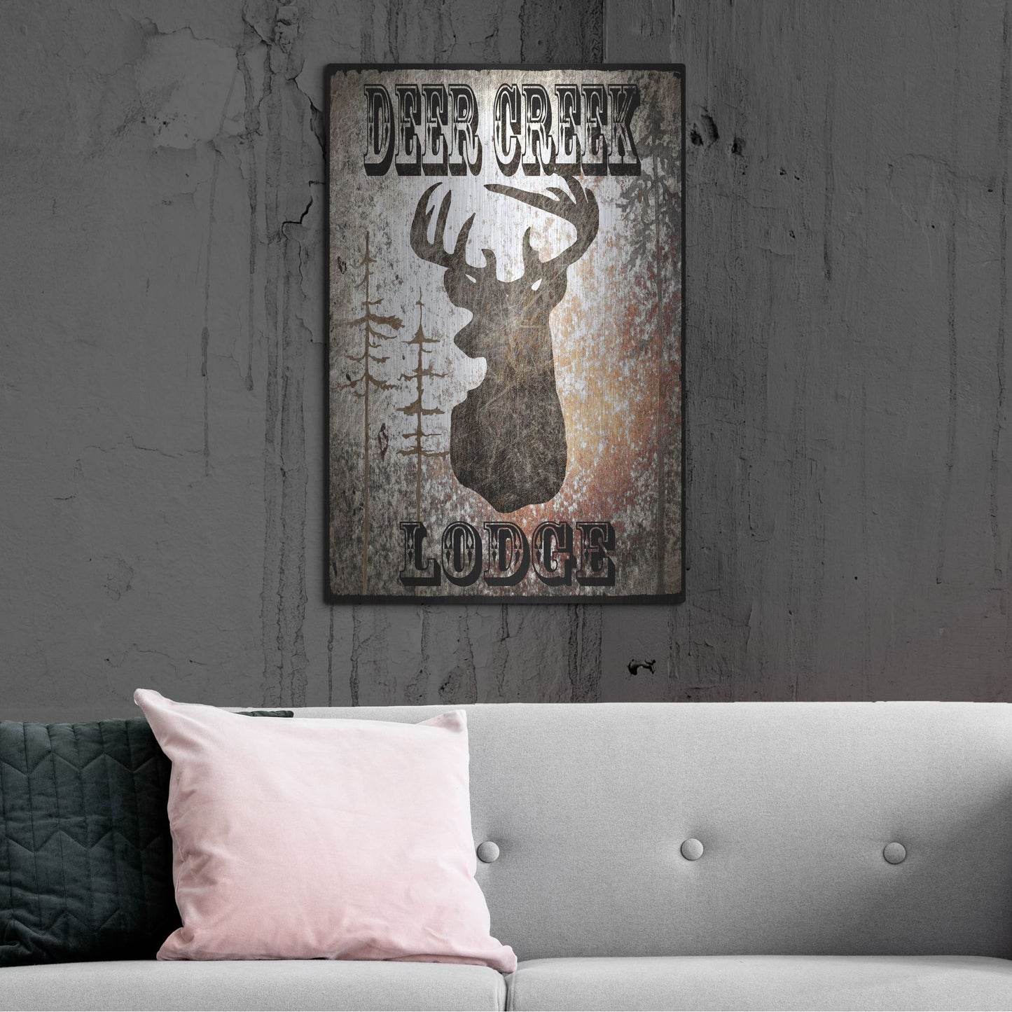 Luxe Metal Art 'Lodge Deer Creek Lodge' by Lightbox Journal, Metal Wall Art,24x36