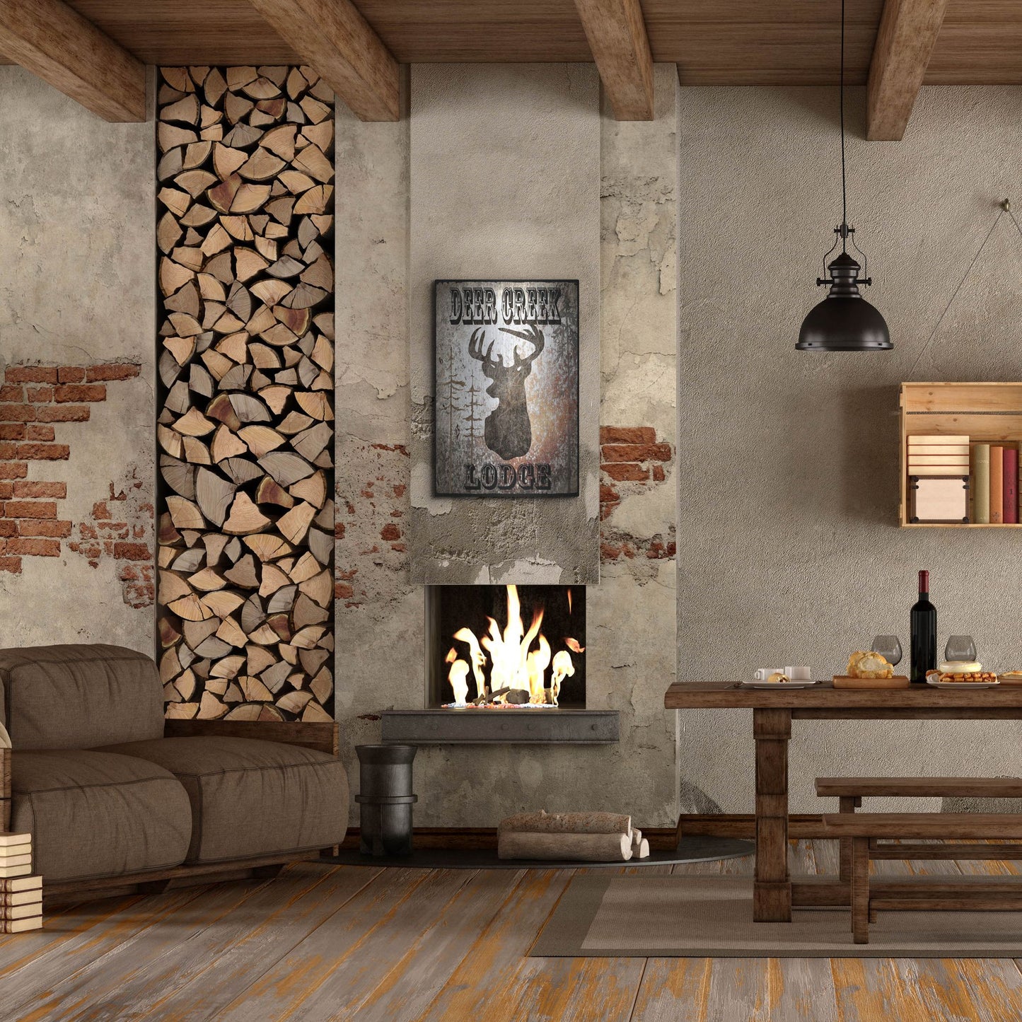 Luxe Metal Art 'Lodge Deer Creek Lodge' by Lightbox Journal, Metal Wall Art,24x36