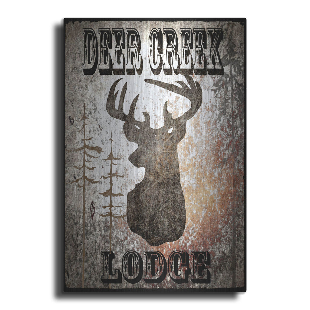 Luxe Metal Art 'Lodge Deer Creek Lodge' by Lightbox Journal, Metal Wall Art