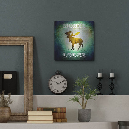 Luxe Metal Art 'Lodge Moose Lodge' by Lightbox Journal, Metal Wall Art,12x12