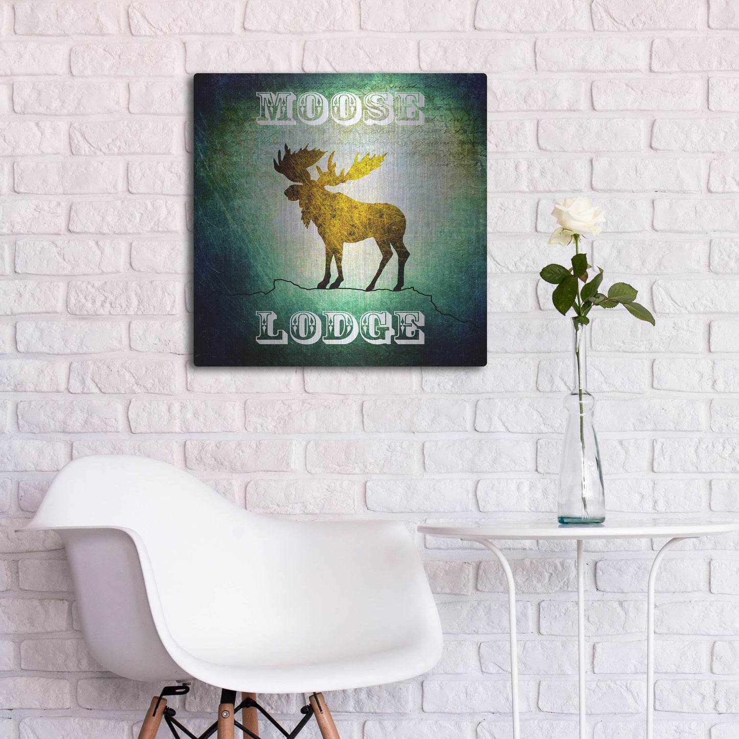 Luxe Metal Art 'Lodge Moose Lodge' by Lightbox Journal, Metal Wall Art,24x24