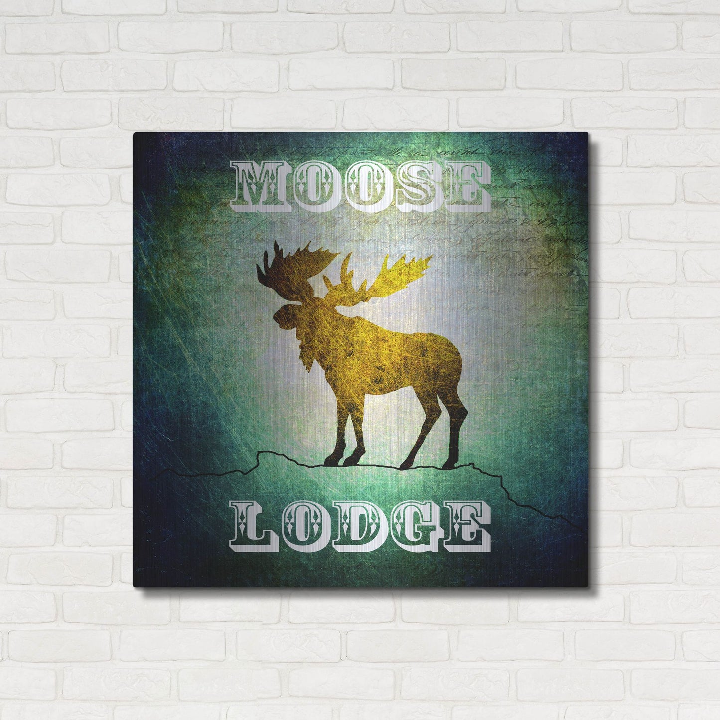 Luxe Metal Art 'Lodge Moose Lodge' by Lightbox Journal, Metal Wall Art,36x36
