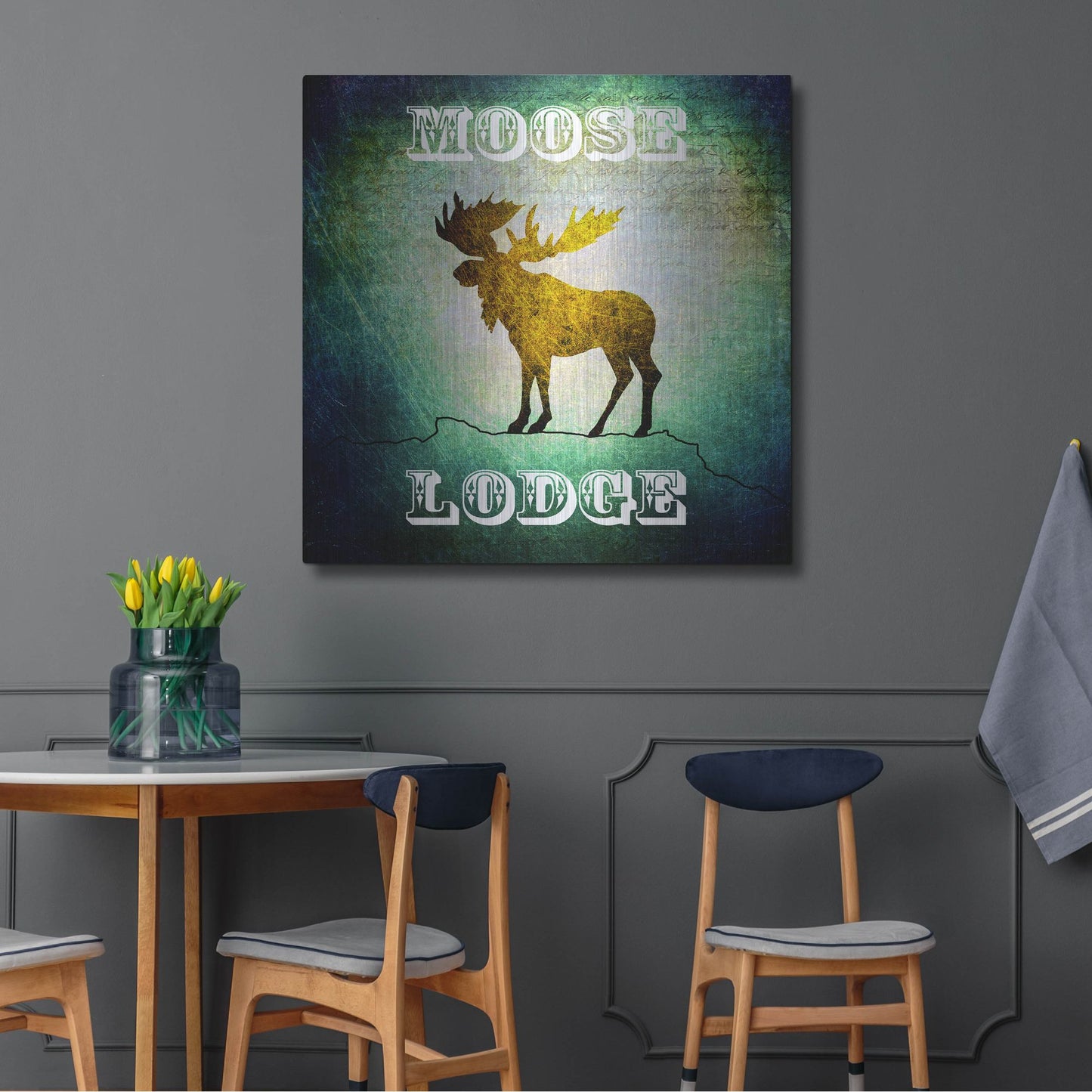 Luxe Metal Art 'Lodge Moose Lodge' by Lightbox Journal, Metal Wall Art,36x36
