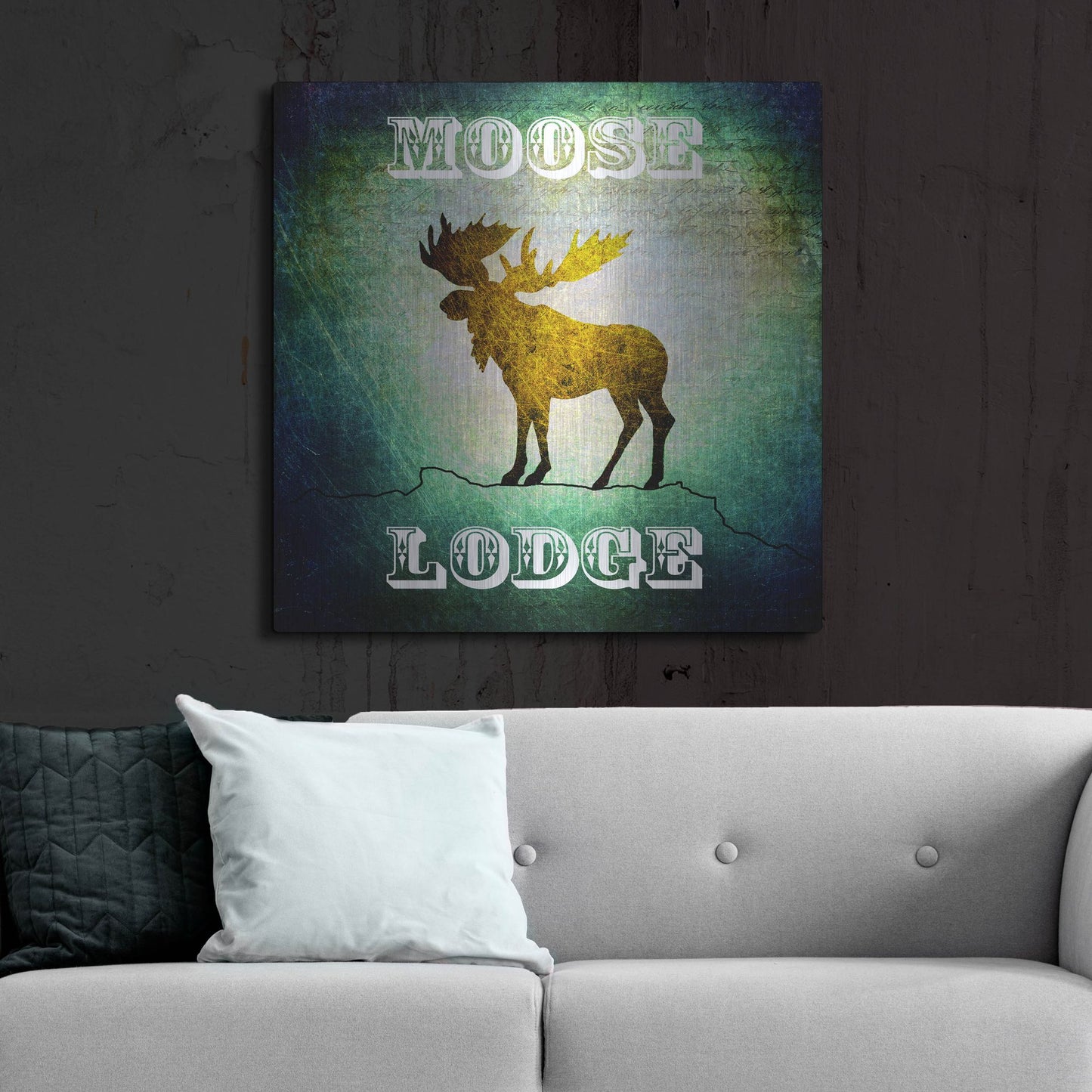 Luxe Metal Art 'Lodge Moose Lodge' by Lightbox Journal, Metal Wall Art,36x36