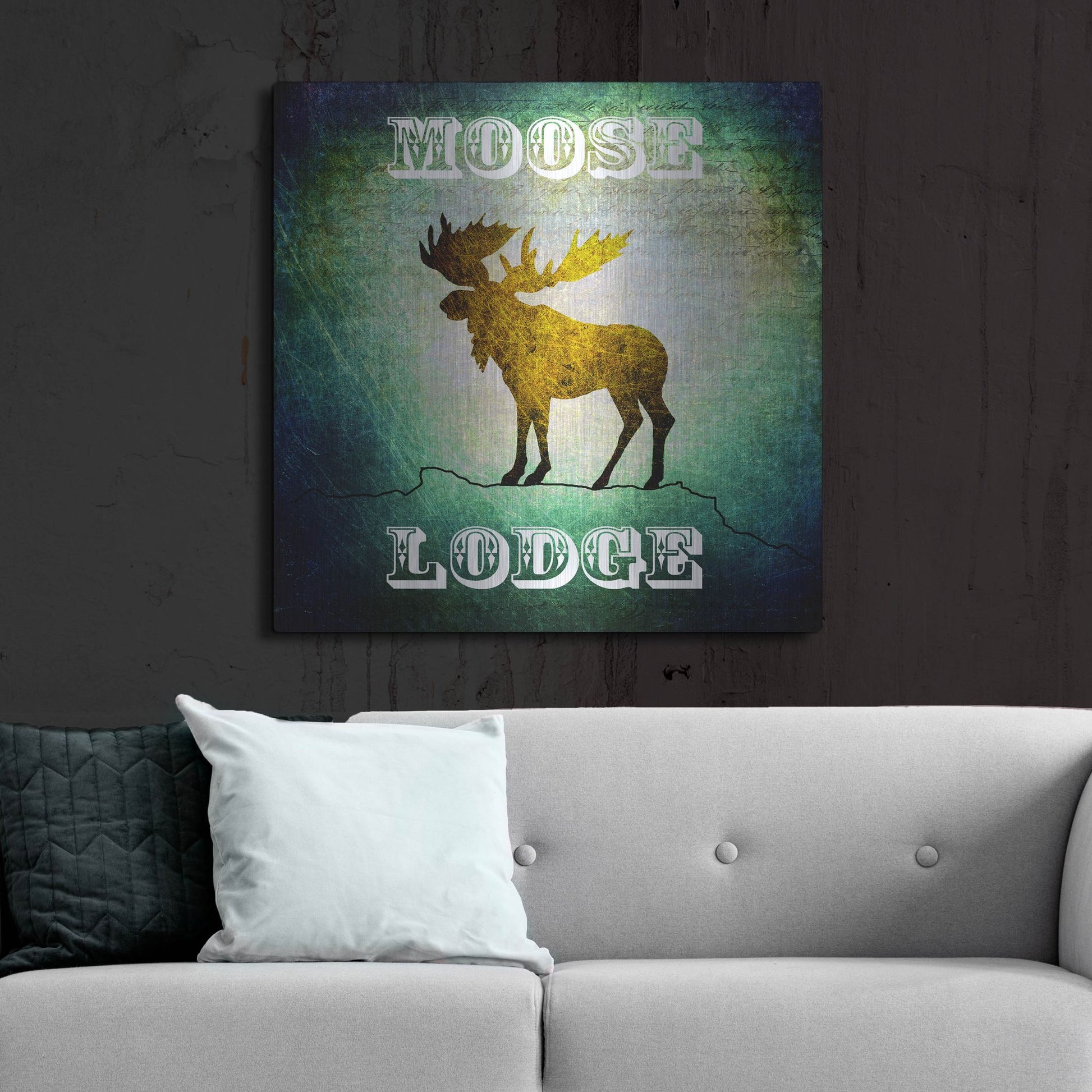 Luxe Metal Art 'Lodge Moose Lodge' by Lightbox Journal, Metal Wall Art,36x36