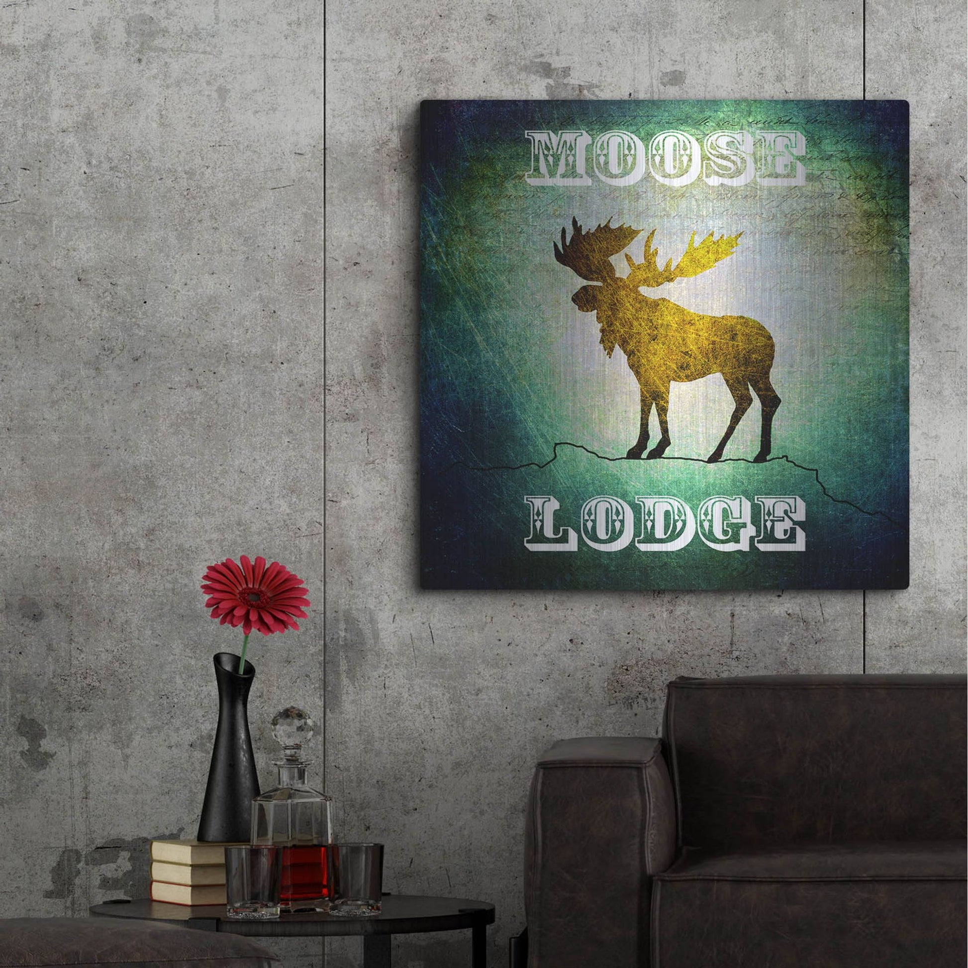 Luxe Metal Art 'Lodge Moose Lodge' by Lightbox Journal, Metal Wall Art,36x36