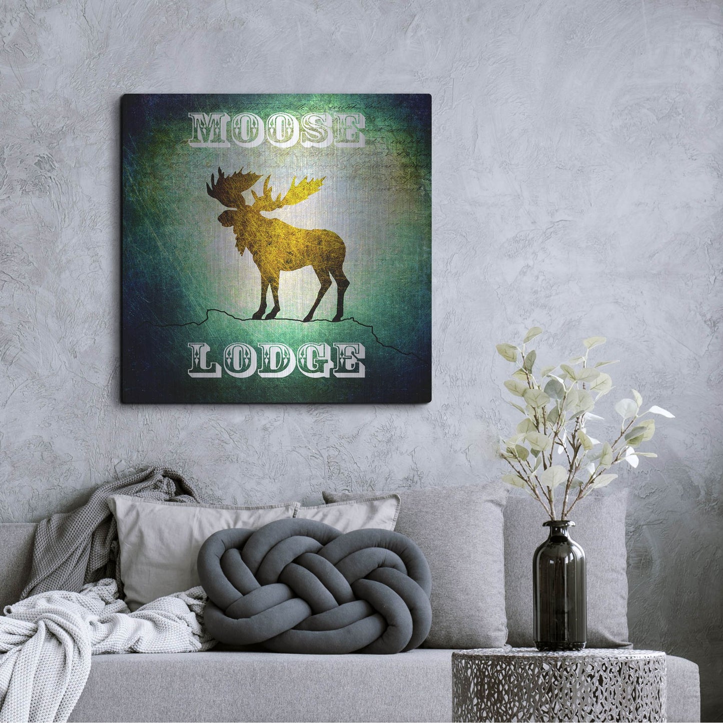 Luxe Metal Art 'Lodge Moose Lodge' by Lightbox Journal, Metal Wall Art,36x36