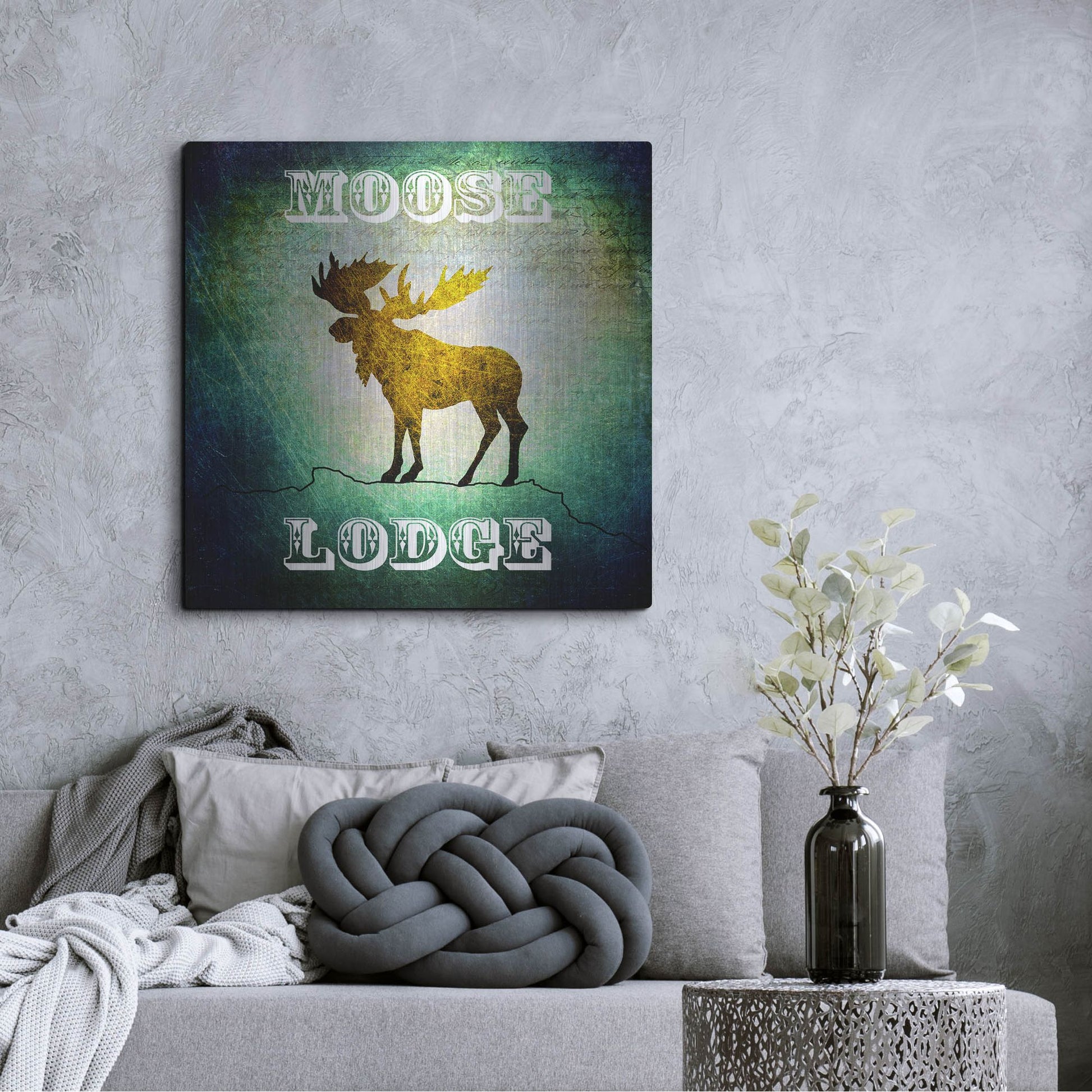 Luxe Metal Art 'Lodge Moose Lodge' by Lightbox Journal, Metal Wall Art,36x36