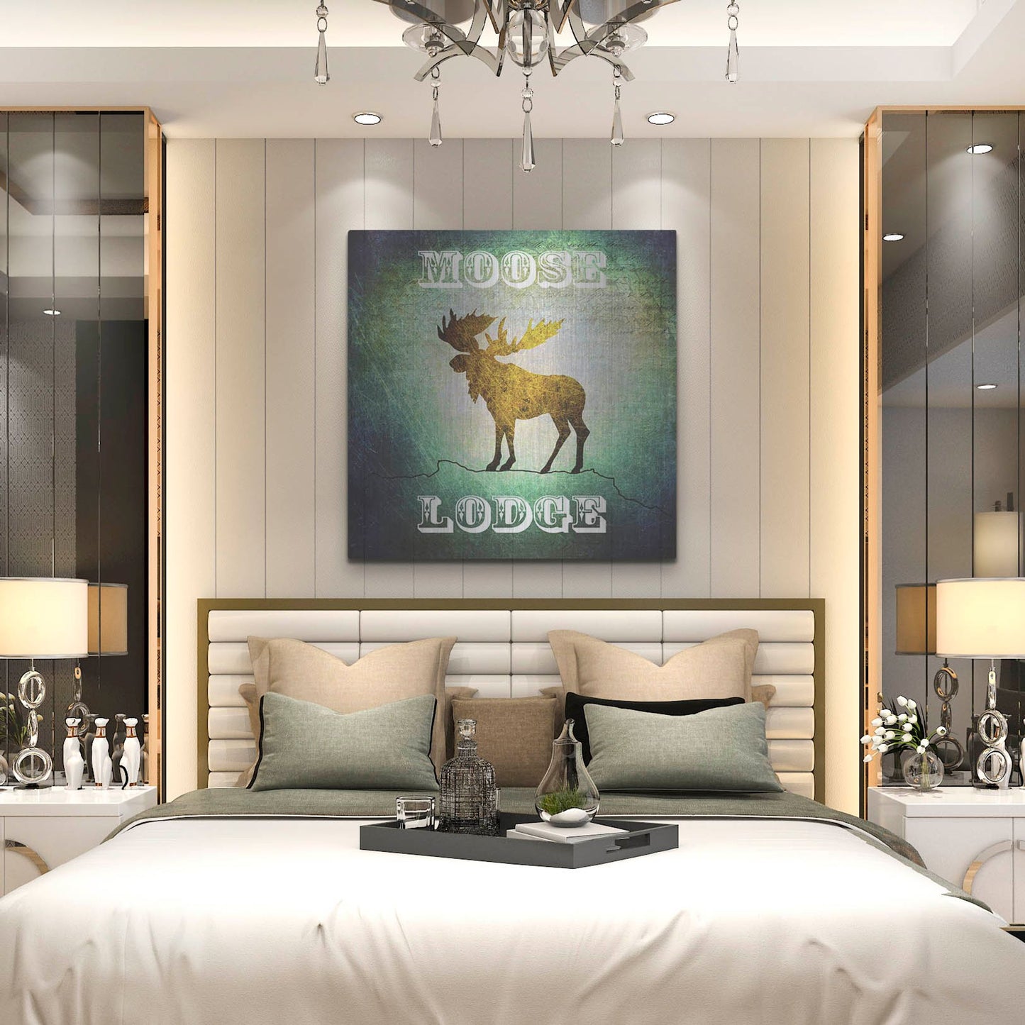 Luxe Metal Art 'Lodge Moose Lodge' by Lightbox Journal, Metal Wall Art,36x36