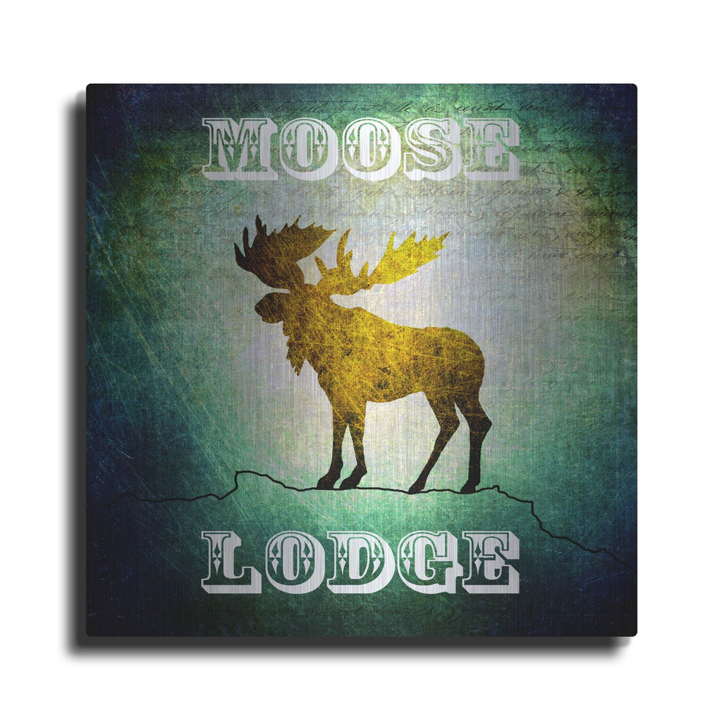 Luxe Metal Art 'Lodge Moose Lodge' by Lightbox Journal, Metal Wall Art