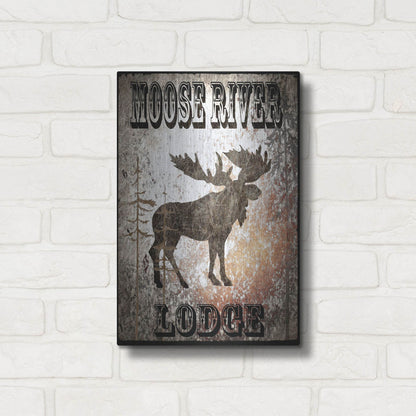 Luxe Metal Art 'Lodge Moose River Lodge' by Lightbox Journal, Metal Wall Art,12x16