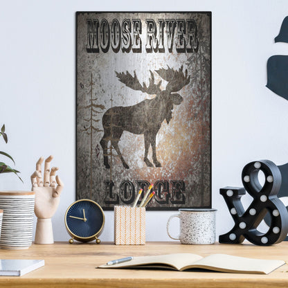 Luxe Metal Art 'Lodge Moose River Lodge' by Lightbox Journal, Metal Wall Art,12x16