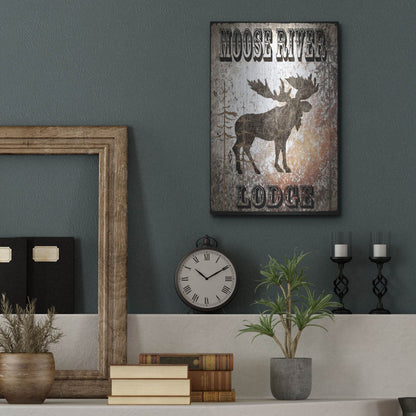 Luxe Metal Art 'Lodge Moose River Lodge' by Lightbox Journal, Metal Wall Art,12x16