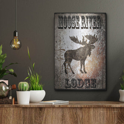 Luxe Metal Art 'Lodge Moose River Lodge' by Lightbox Journal, Metal Wall Art,12x16