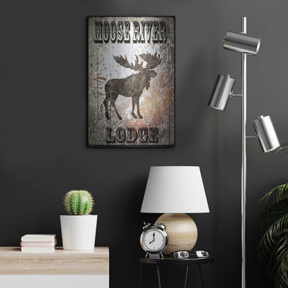 Luxe Metal Art 'Lodge Moose River Lodge' by Lightbox Journal, Metal Wall Art,16x24