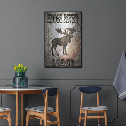Luxe Metal Art 'Lodge Moose River Lodge' by Lightbox Journal, Metal Wall Art,24x36