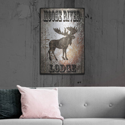 Luxe Metal Art 'Lodge Moose River Lodge' by Lightbox Journal, Metal Wall Art,24x36
