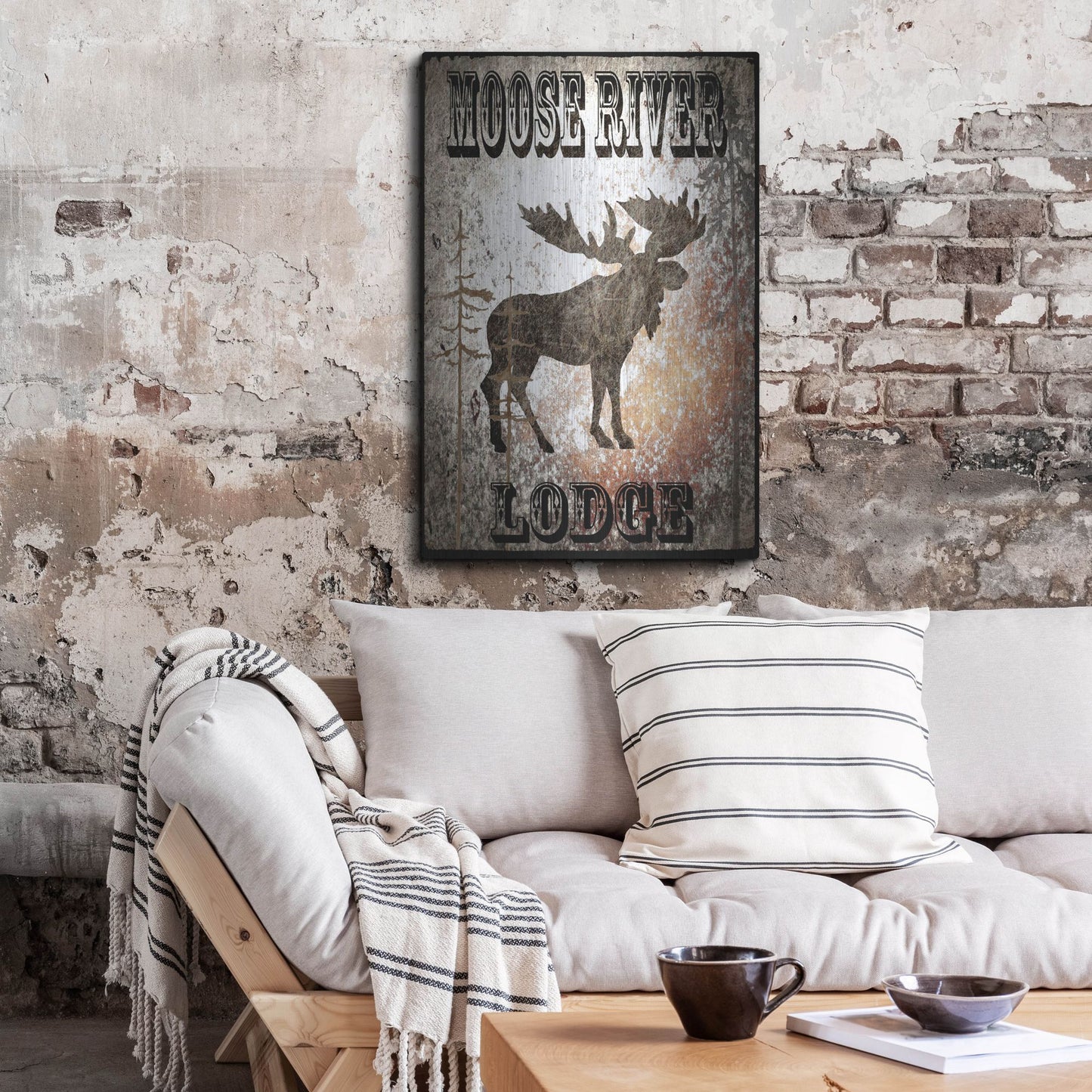Luxe Metal Art 'Lodge Moose River Lodge' by Lightbox Journal, Metal Wall Art,24x36