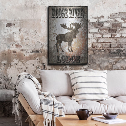 Luxe Metal Art 'Lodge Moose River Lodge' by Lightbox Journal, Metal Wall Art,24x36