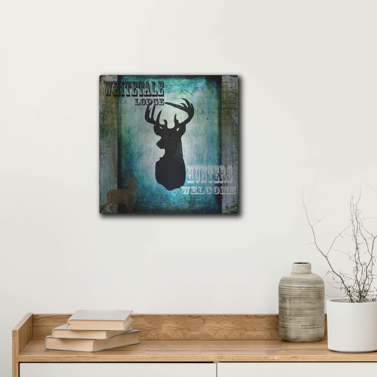 Luxe Metal Art 'Lodge Whitetale Lodge' by Lightbox Journal, Metal Wall Art,12x12