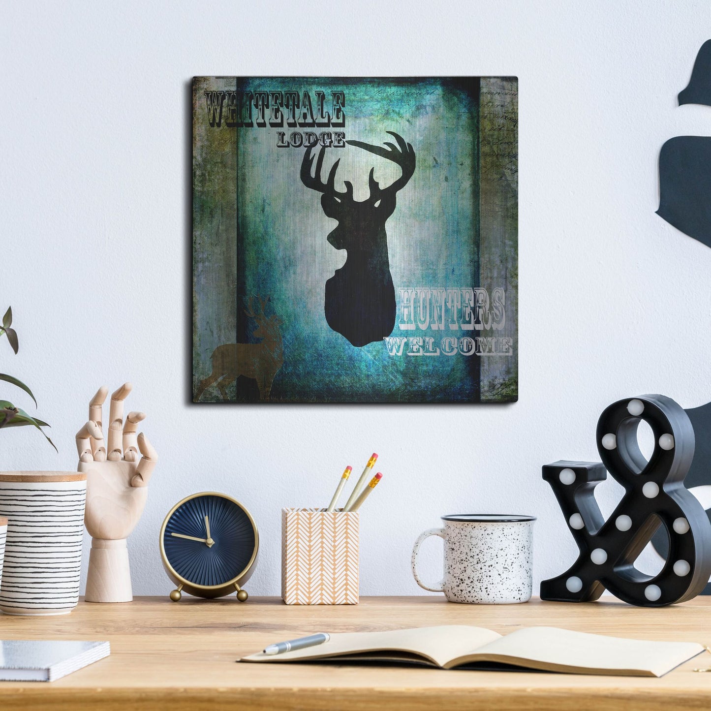 Luxe Metal Art 'Lodge Whitetale Lodge' by Lightbox Journal, Metal Wall Art,12x12