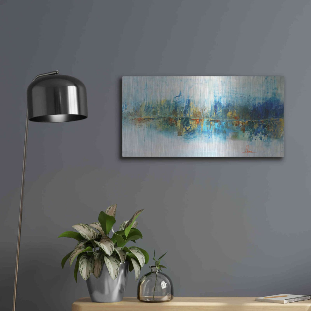 'Aqua Azul' by Leticia Herrera – Metal Wall Art, 24x12 room view