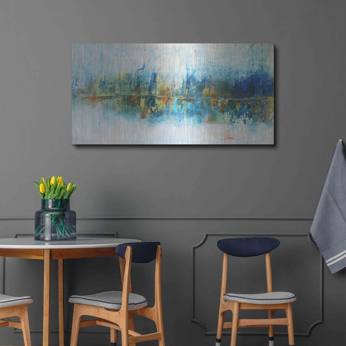 'Aqua Azul' by Leticia Herrera – Metal Wall Art, 48x24 room view