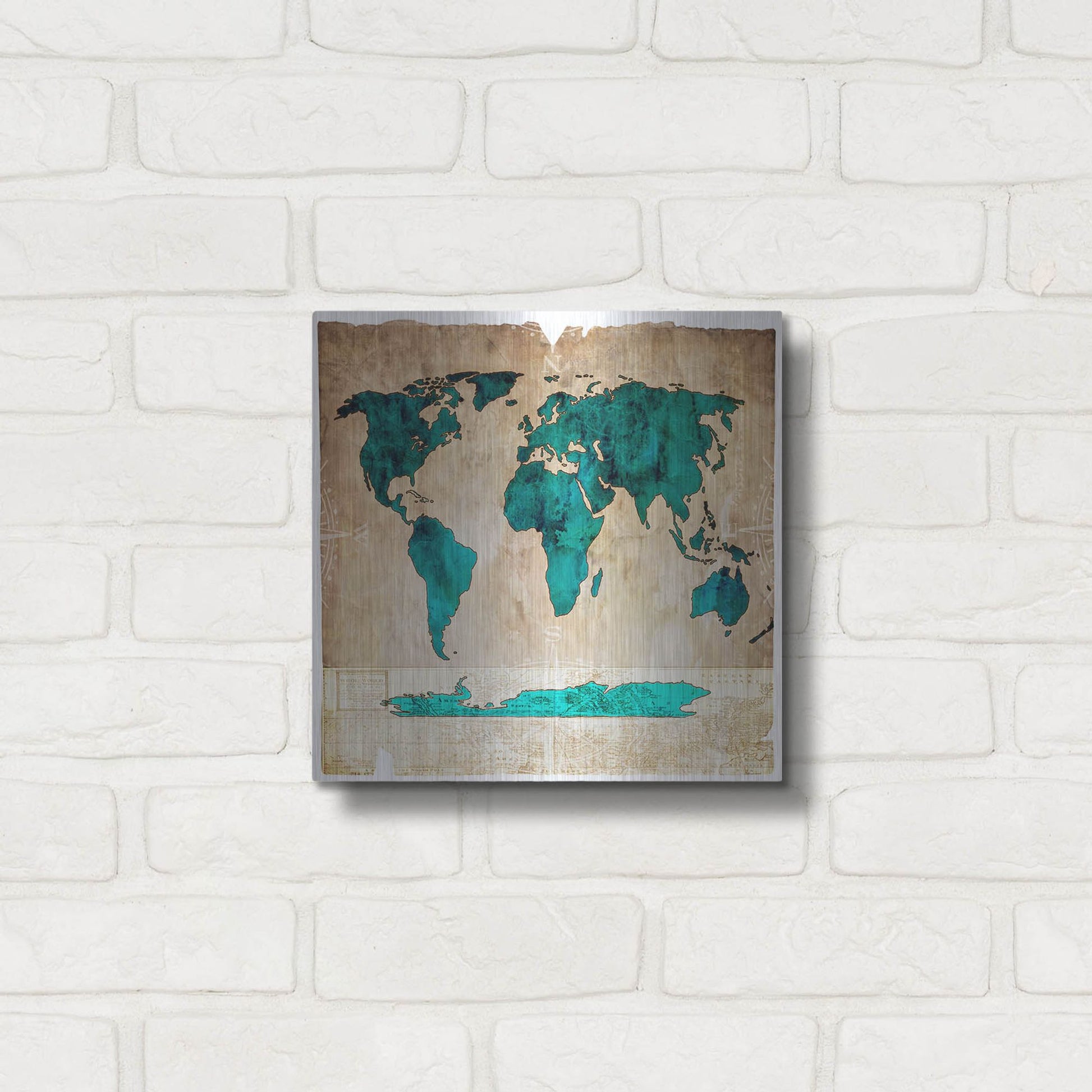 Luxe Metal Art 'Sea Map I' by Lightbox Journal, Metal Wall Art,12x12