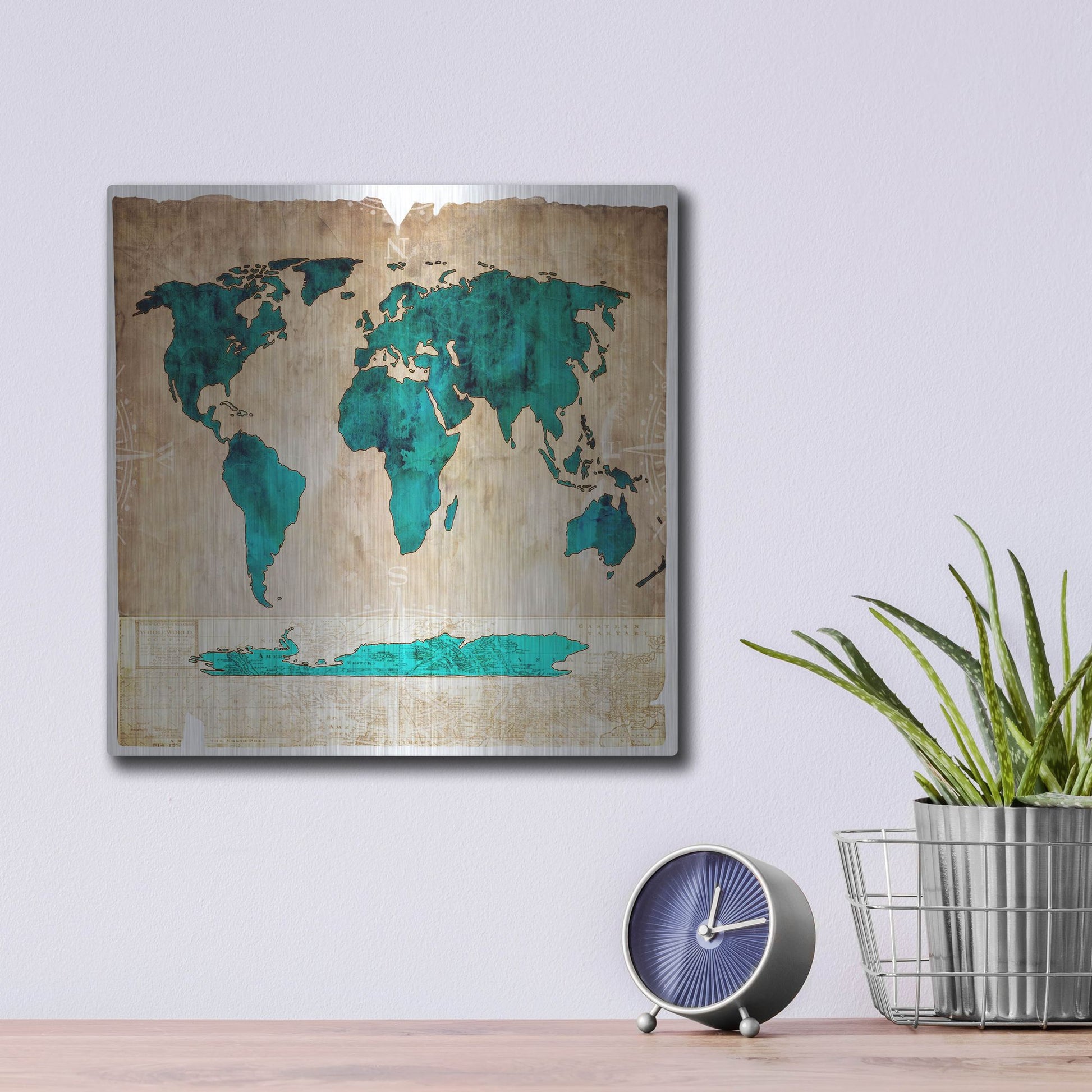 Luxe Metal Art 'Sea Map I' by Lightbox Journal, Metal Wall Art,12x12