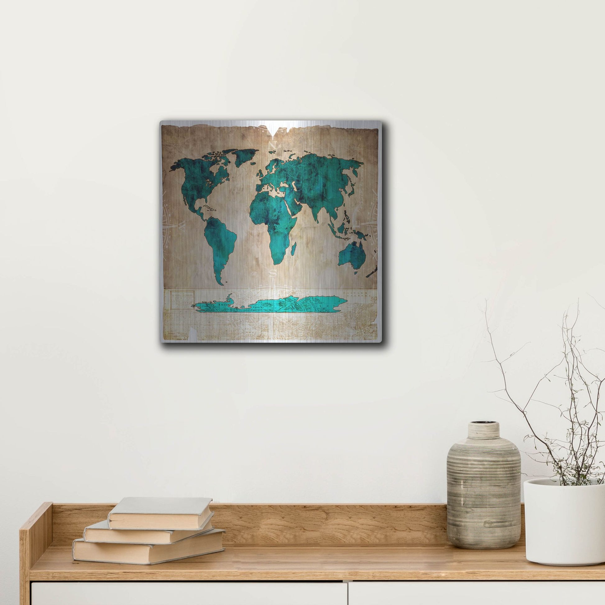 Luxe Metal Art 'Sea Map I' by Lightbox Journal, Metal Wall Art,12x12