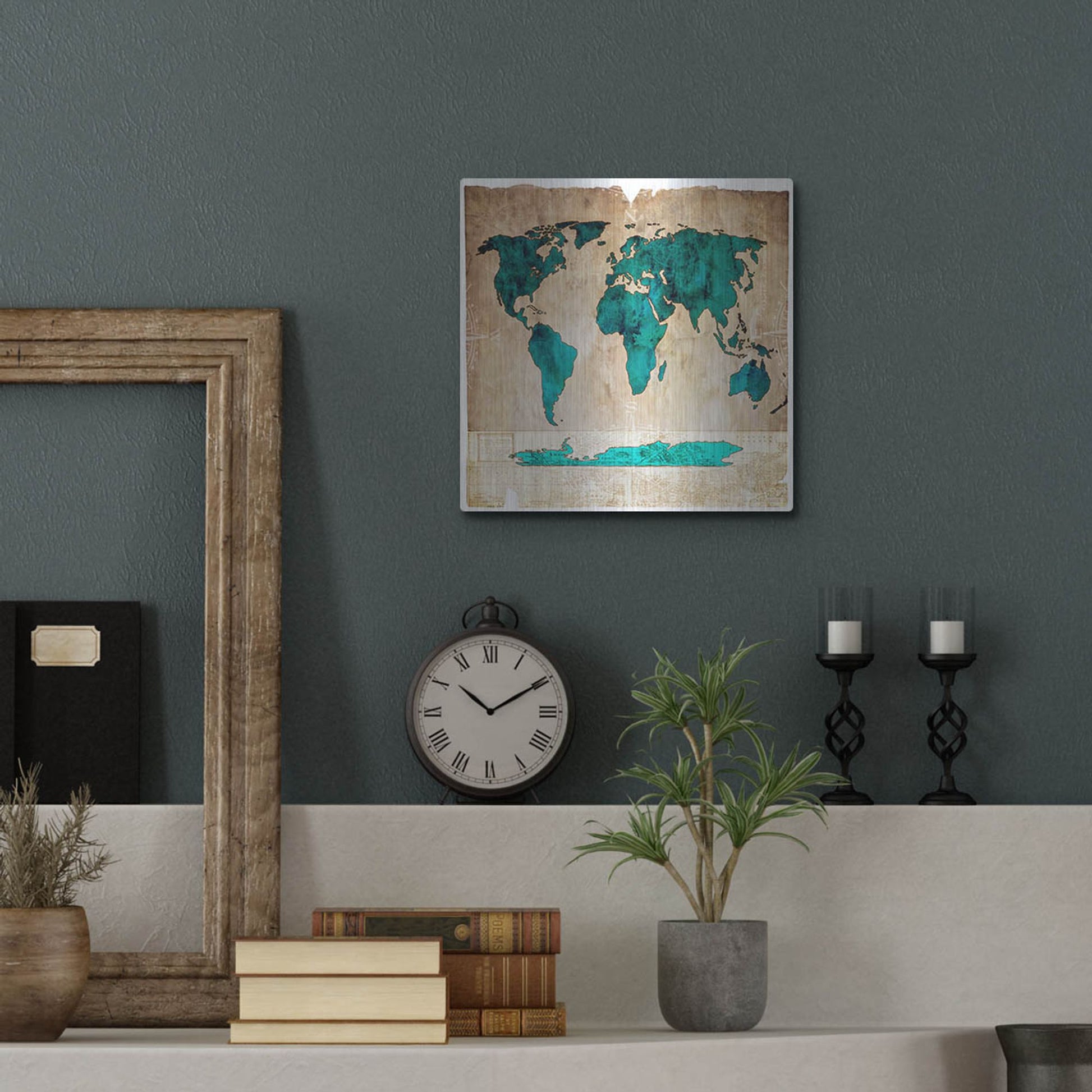 Luxe Metal Art 'Sea Map I' by Lightbox Journal, Metal Wall Art,12x12