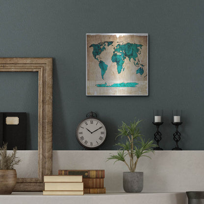 Luxe Metal Art 'Sea Map I' by Lightbox Journal, Metal Wall Art,12x12