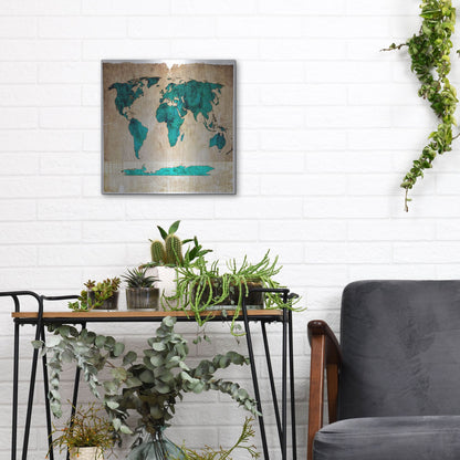 Luxe Metal Art 'Sea Map I' by Lightbox Journal, Metal Wall Art,12x12