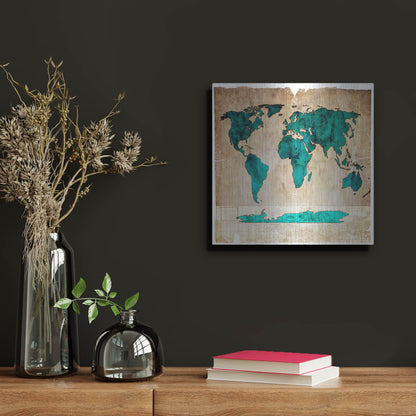 Luxe Metal Art 'Sea Map I' by Lightbox Journal, Metal Wall Art,12x12