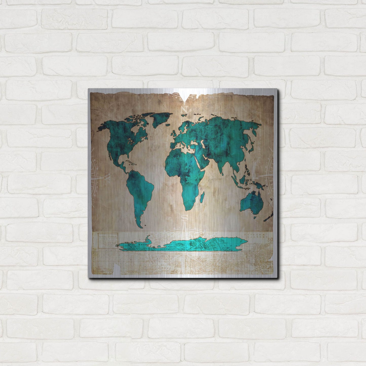 Luxe Metal Art 'Sea Map I' by Lightbox Journal, Metal Wall Art,24x24