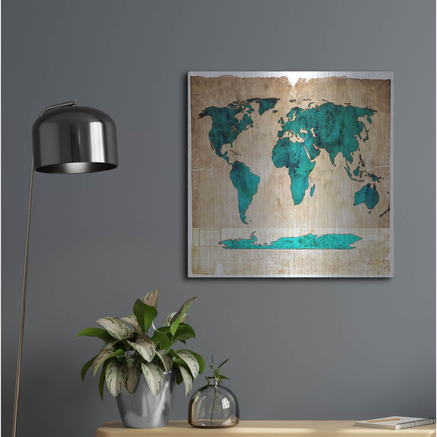 Luxe Metal Art 'Sea Map I' by Lightbox Journal, Metal Wall Art,24x24