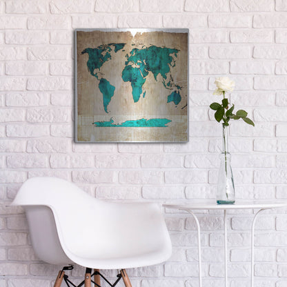 Luxe Metal Art 'Sea Map I' by Lightbox Journal, Metal Wall Art,24x24